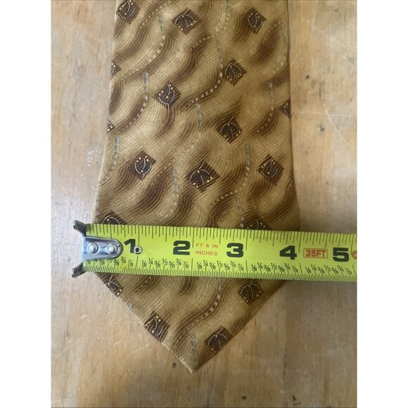 VTG J.Z. Richards Tie Gold Geometric Dots Squares 100% Silk Made In USA - Picture 3 of 6